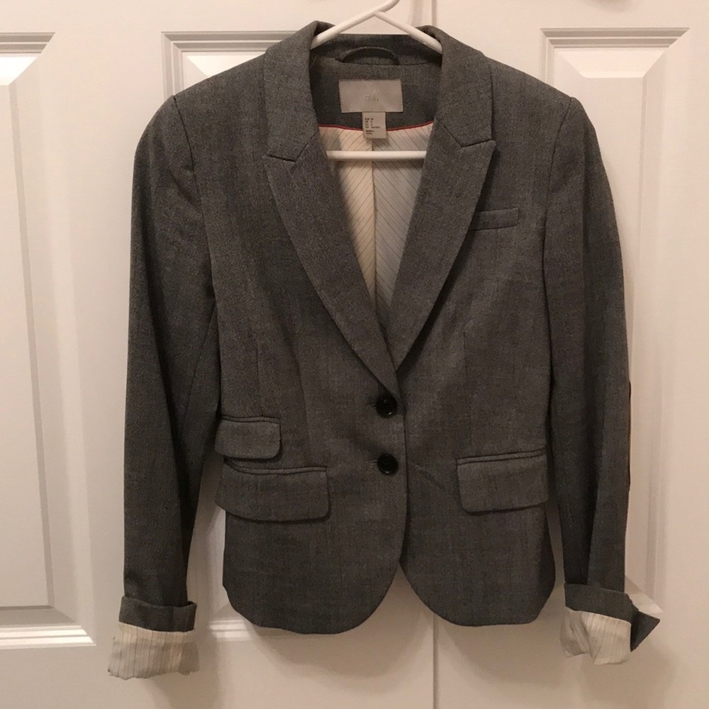 Grey blazer with elbow patches